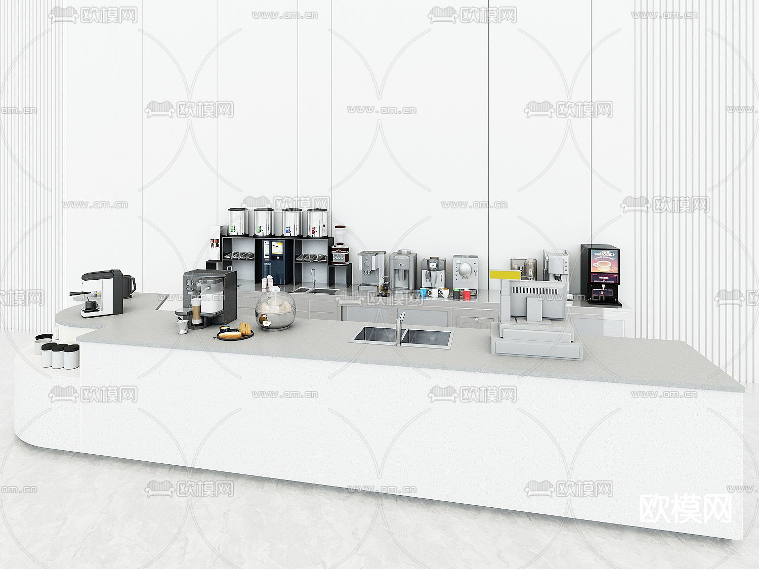 咖啡厅吧台 操作台su模型下载（渲染图1）