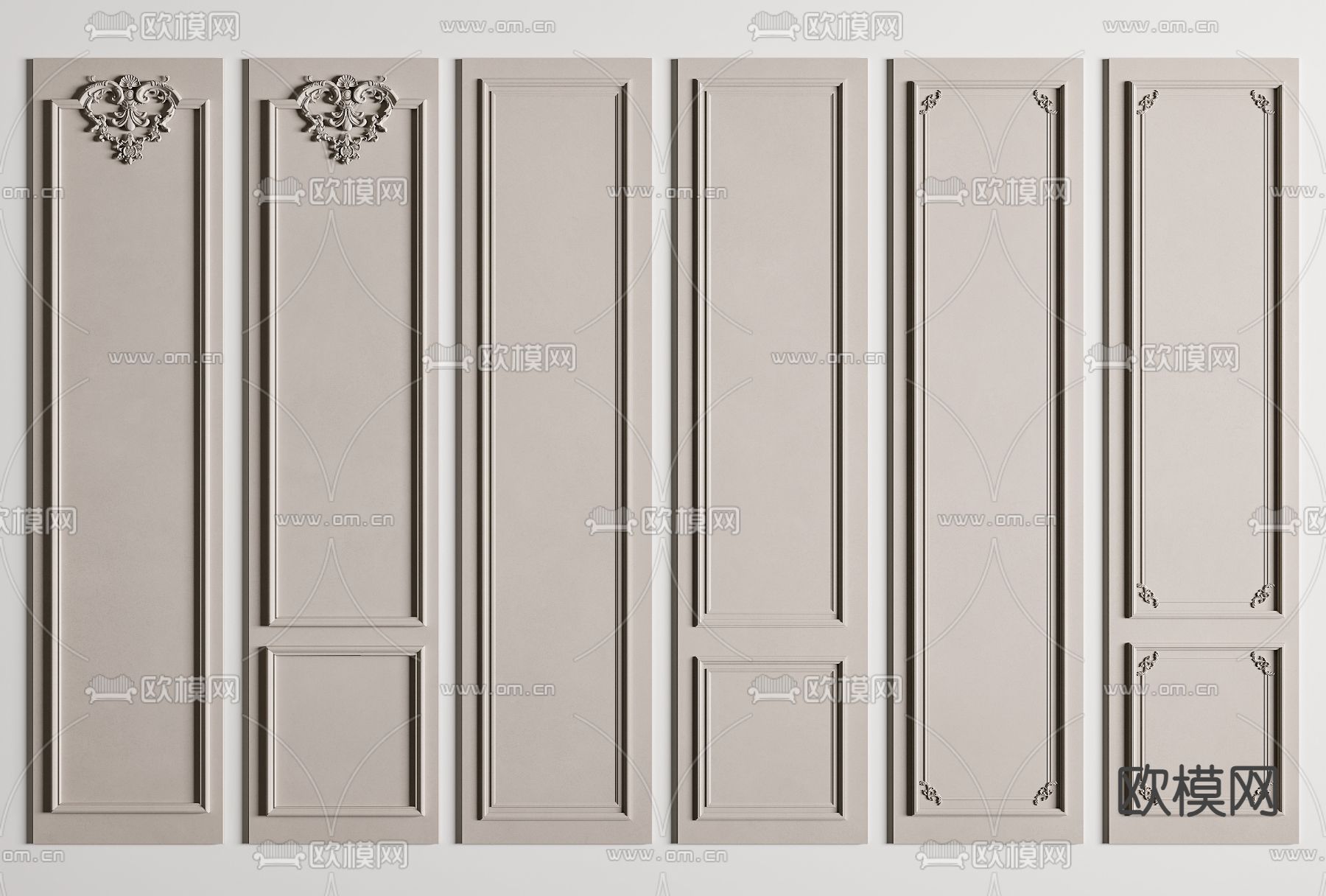 法式护墙板su模型下载（渲染图1）