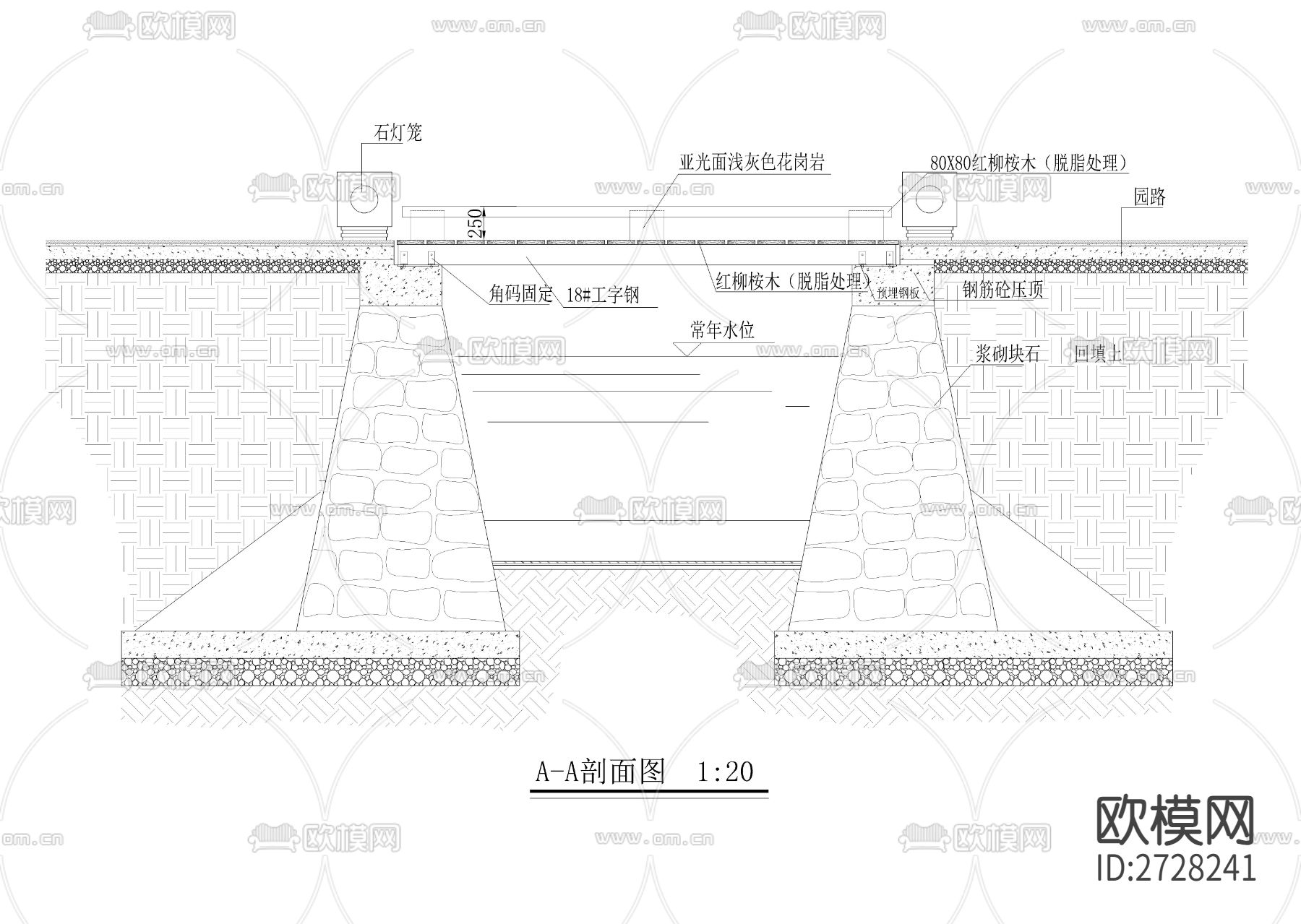 钢结构木平桥详图下载（渲染图1）