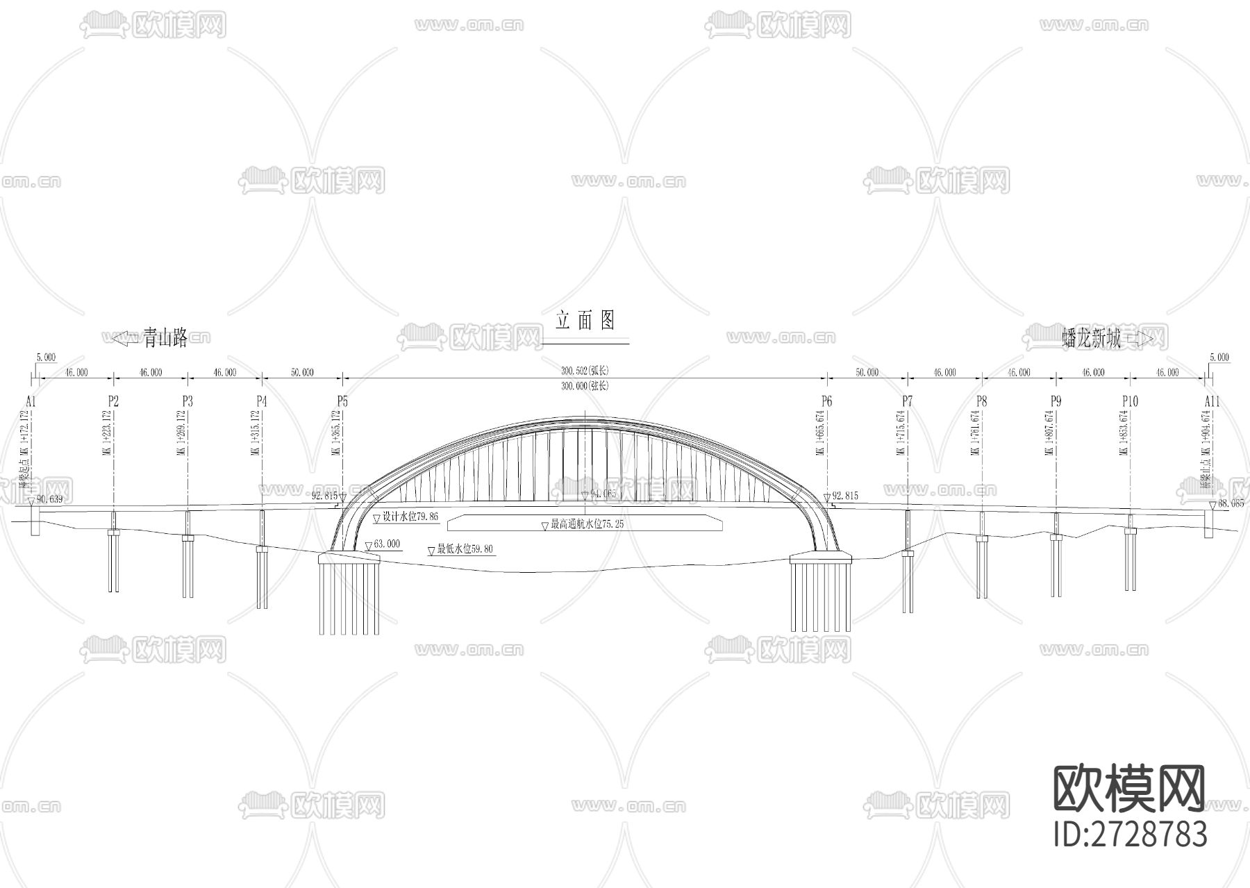 景观大桥桥型总体布置图下载（渲染图4）