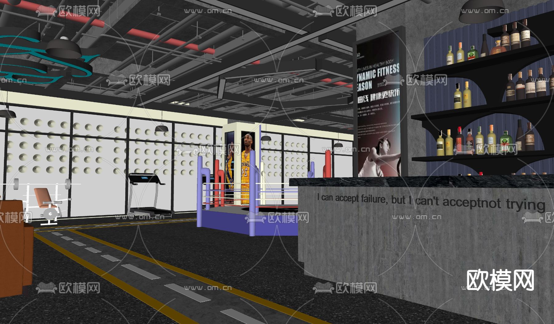 现代健身房su模型下载（渲染图4）