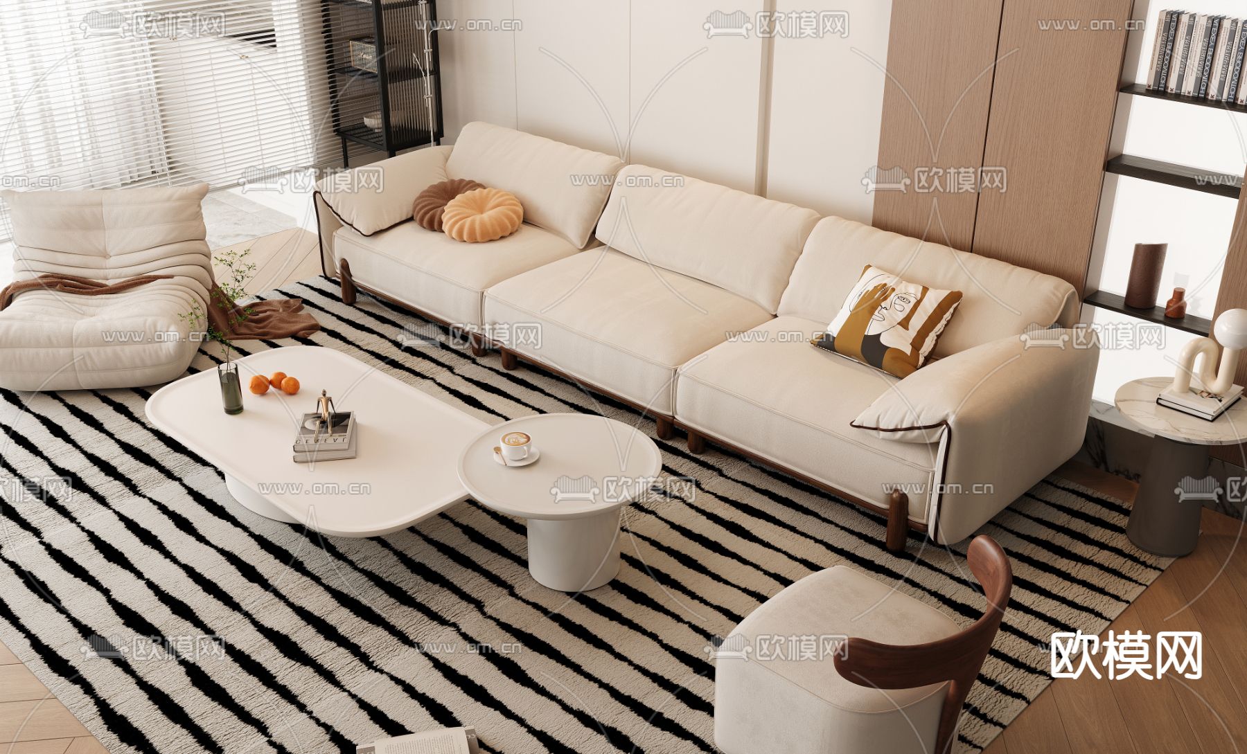 法式组合沙发3d模型下载