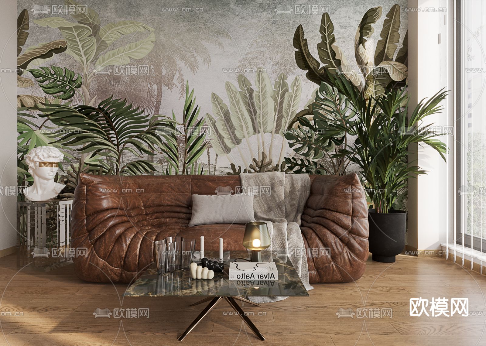 皮革沙发3d模型下载