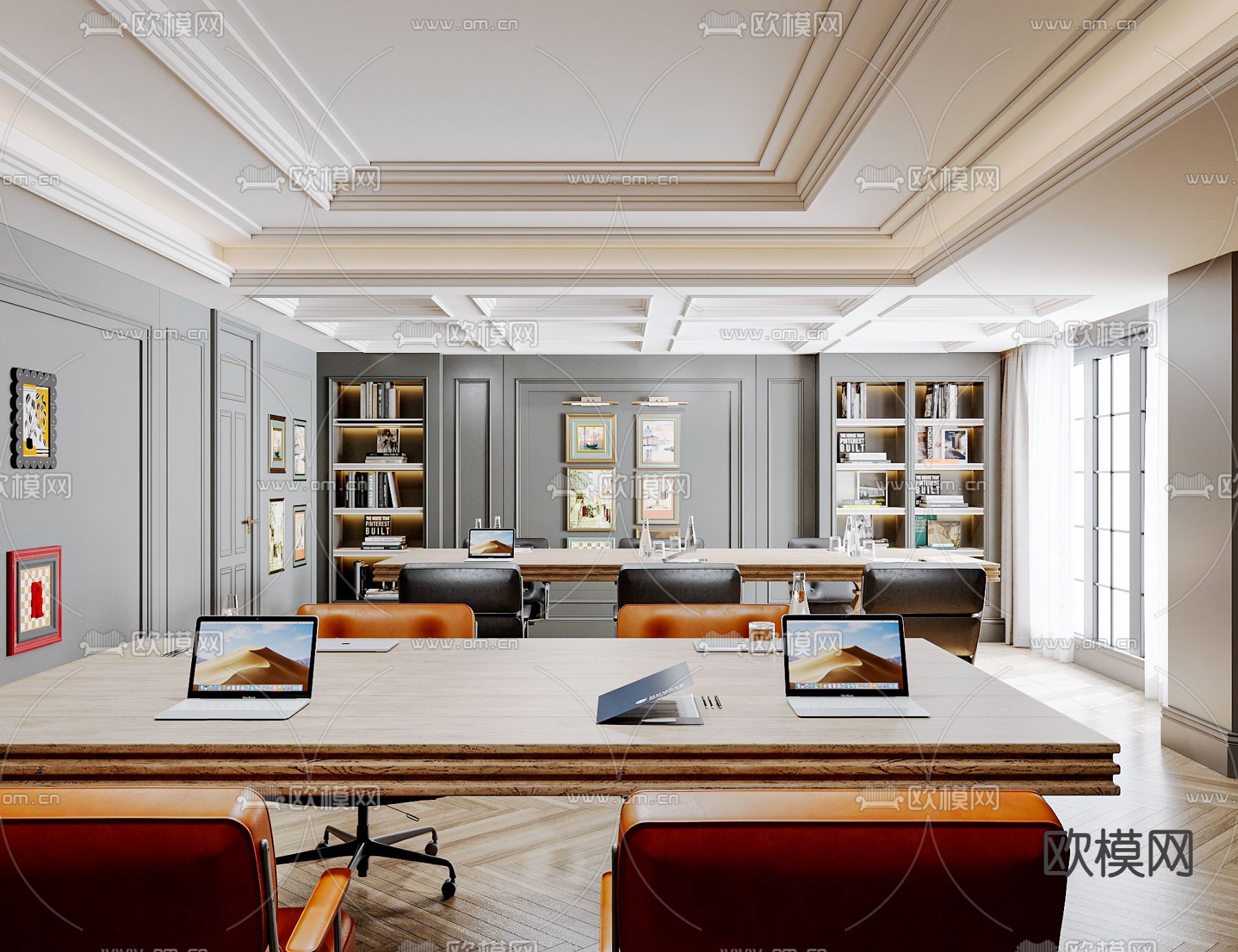 开放式办公区 办公室3d模型下载（渲染图1）