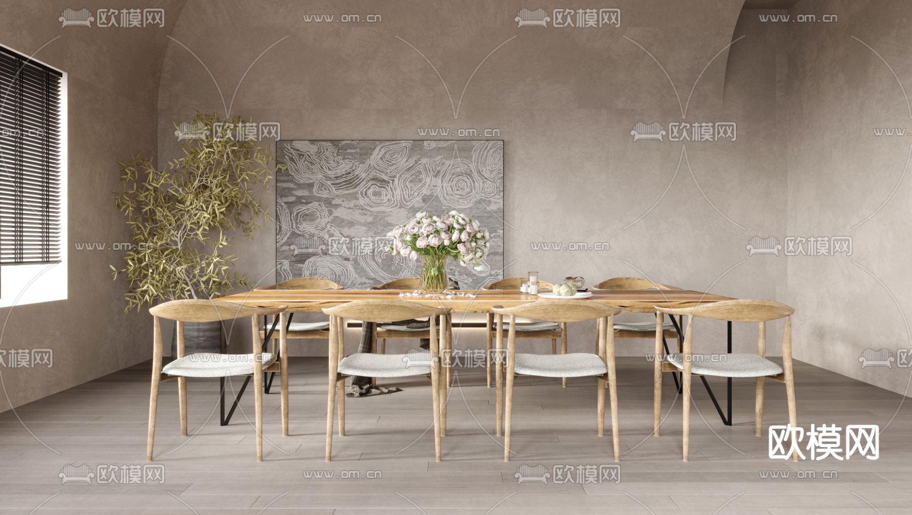 北欧餐桌椅3d模型下载