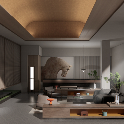  酒店大堂 休息区su模型 