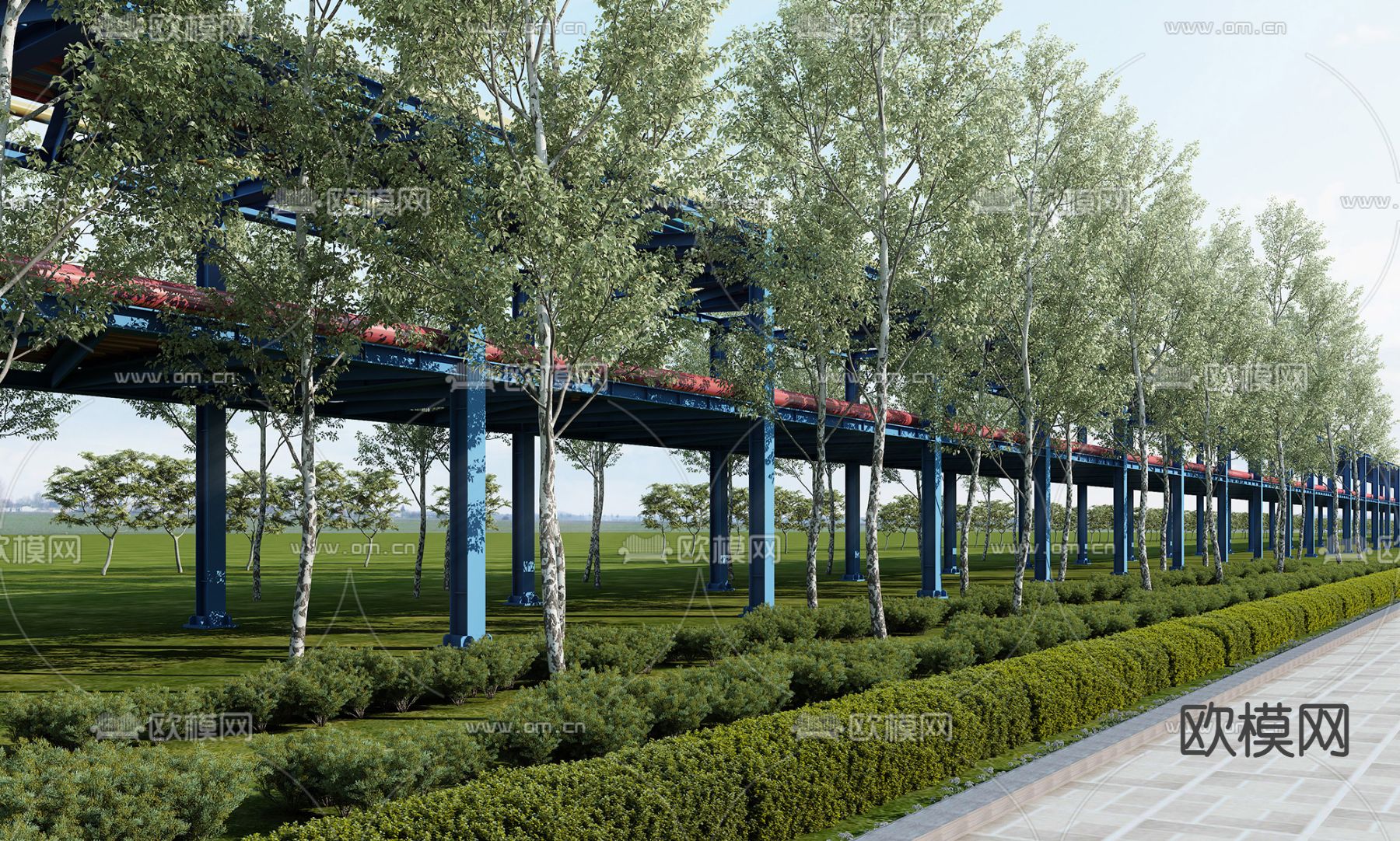 灌木丛 绿化带 景观树3d模型下载