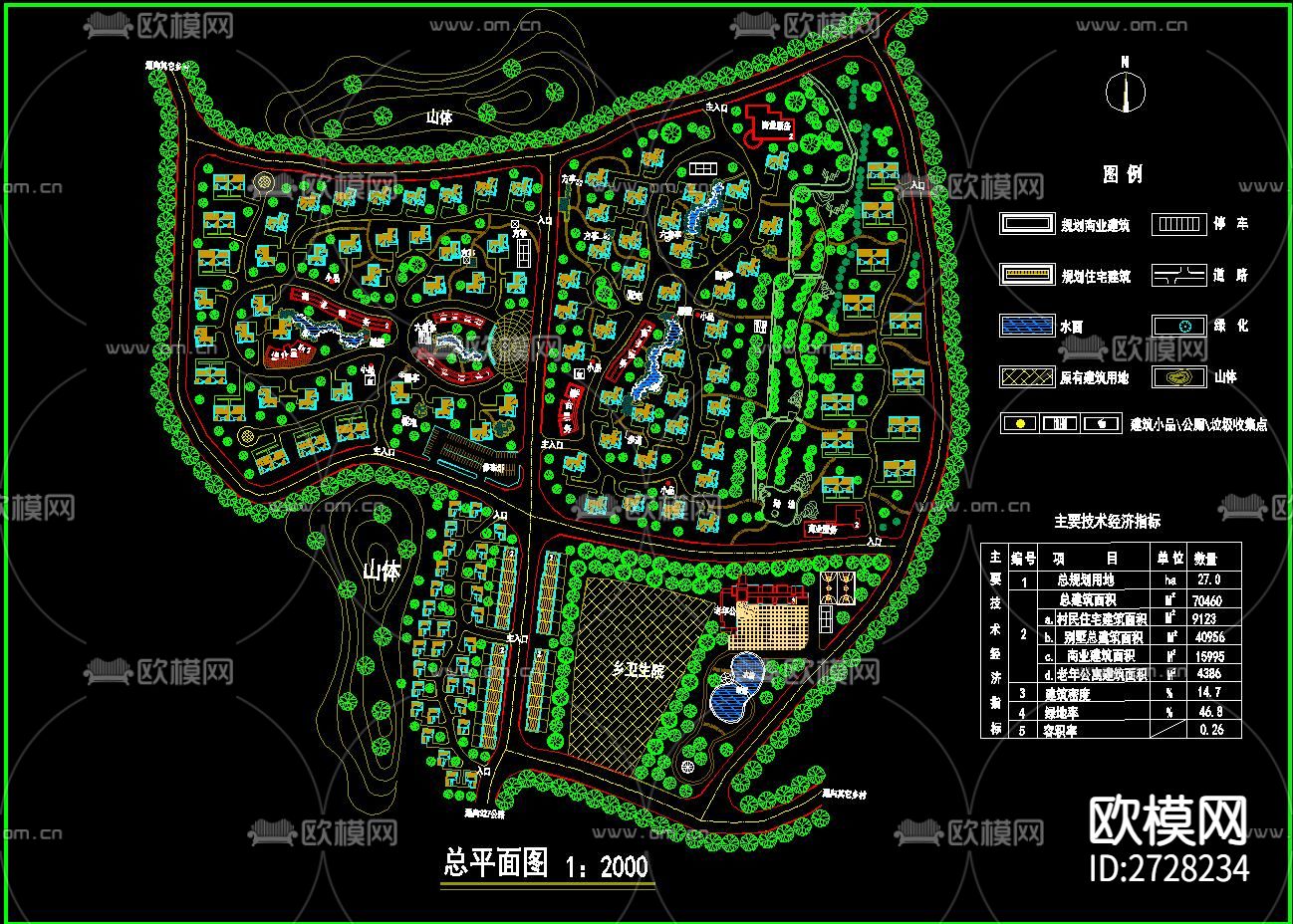 26套村镇规划设计总平面图下载（渲染图2）