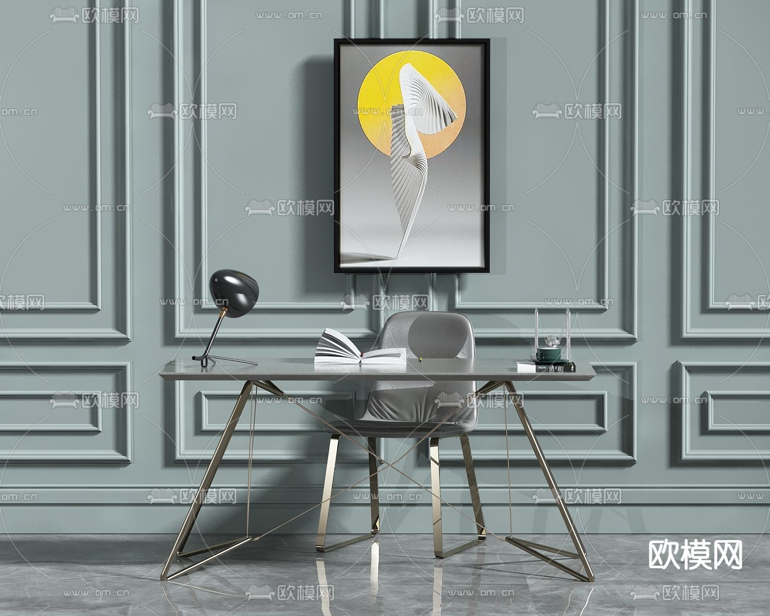 书桌 学习桌3d模型下载