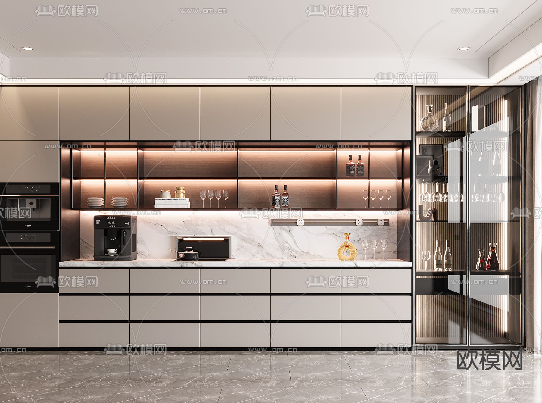 现代酒柜3d模型下载