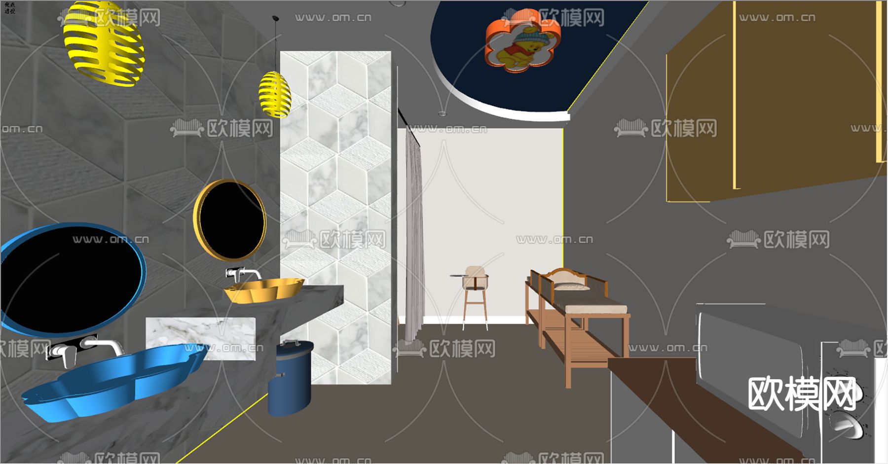 现代母婴室su模型下载（渲染图2）