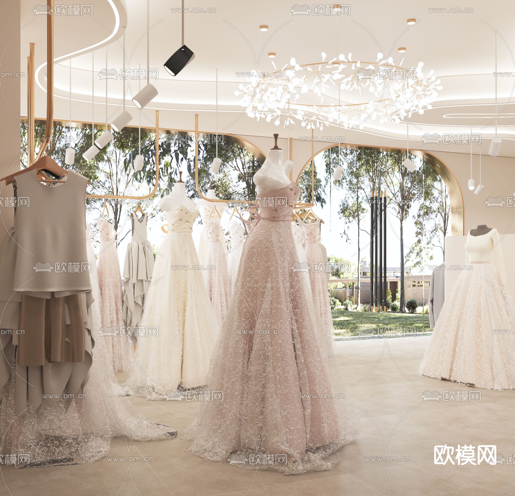 轻奢婚纱店3d模型下载（渲染图4）