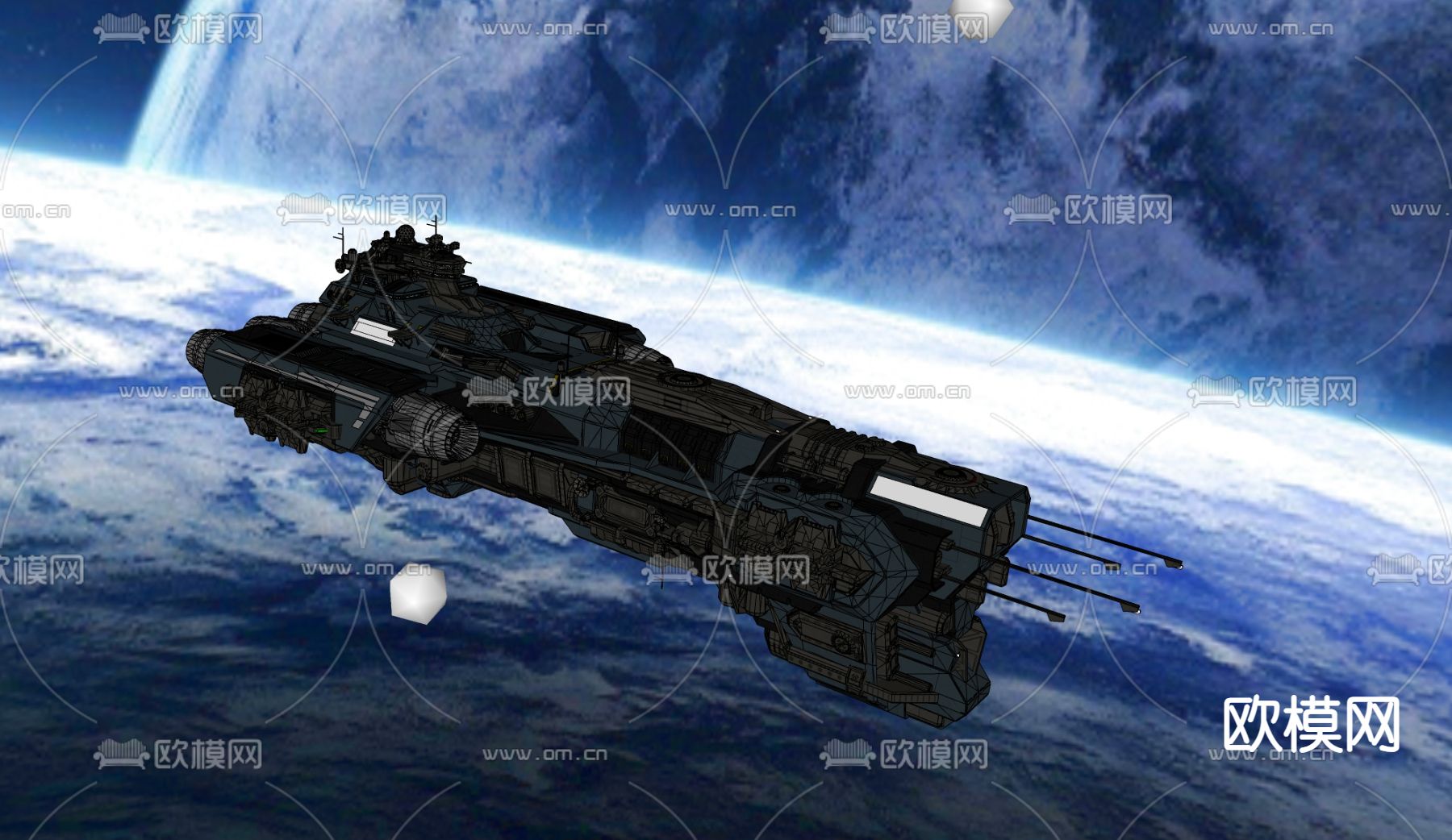 宇宙飞船 战舰su模型下载（渲染图3）