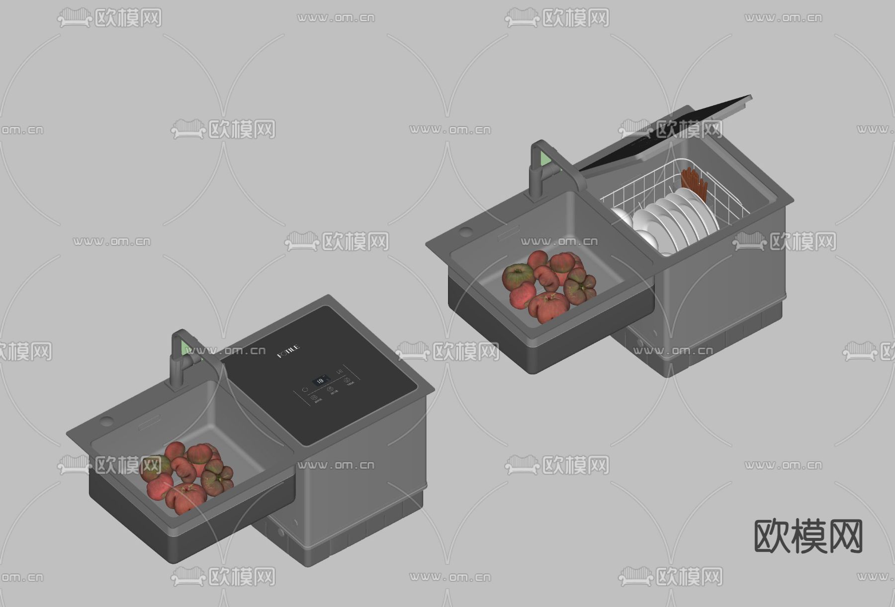 水槽 洗碗机su模型下载（渲染图2）