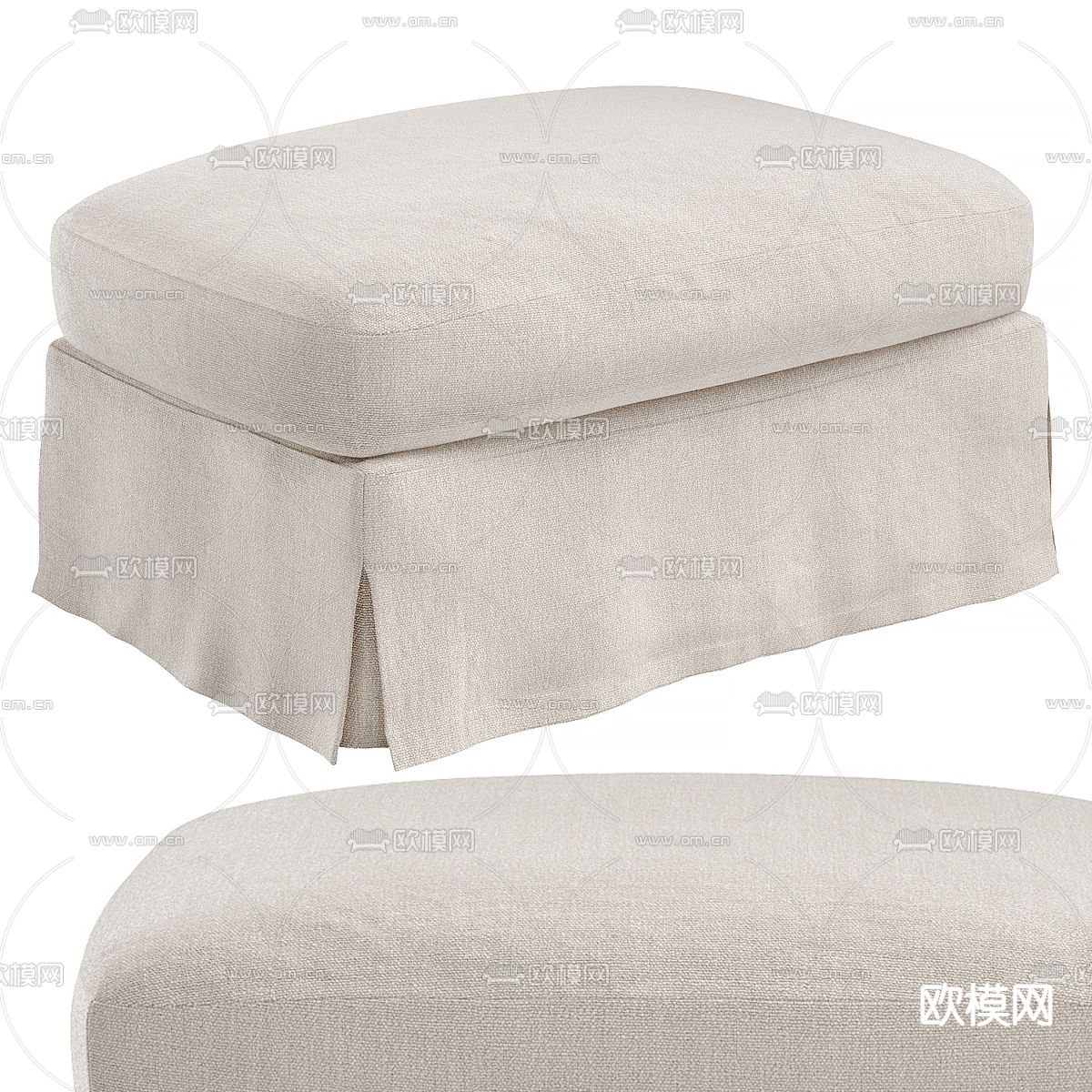 Vincent 沙发凳 脚踏 床榻3d模型下载（渲染图1）