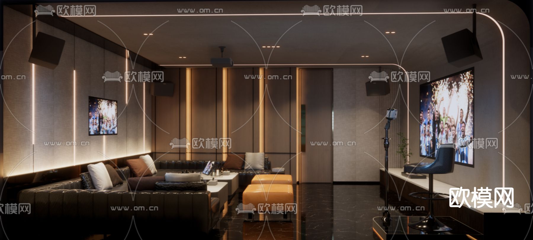 KTV包厢su模型下载（渲染图1）