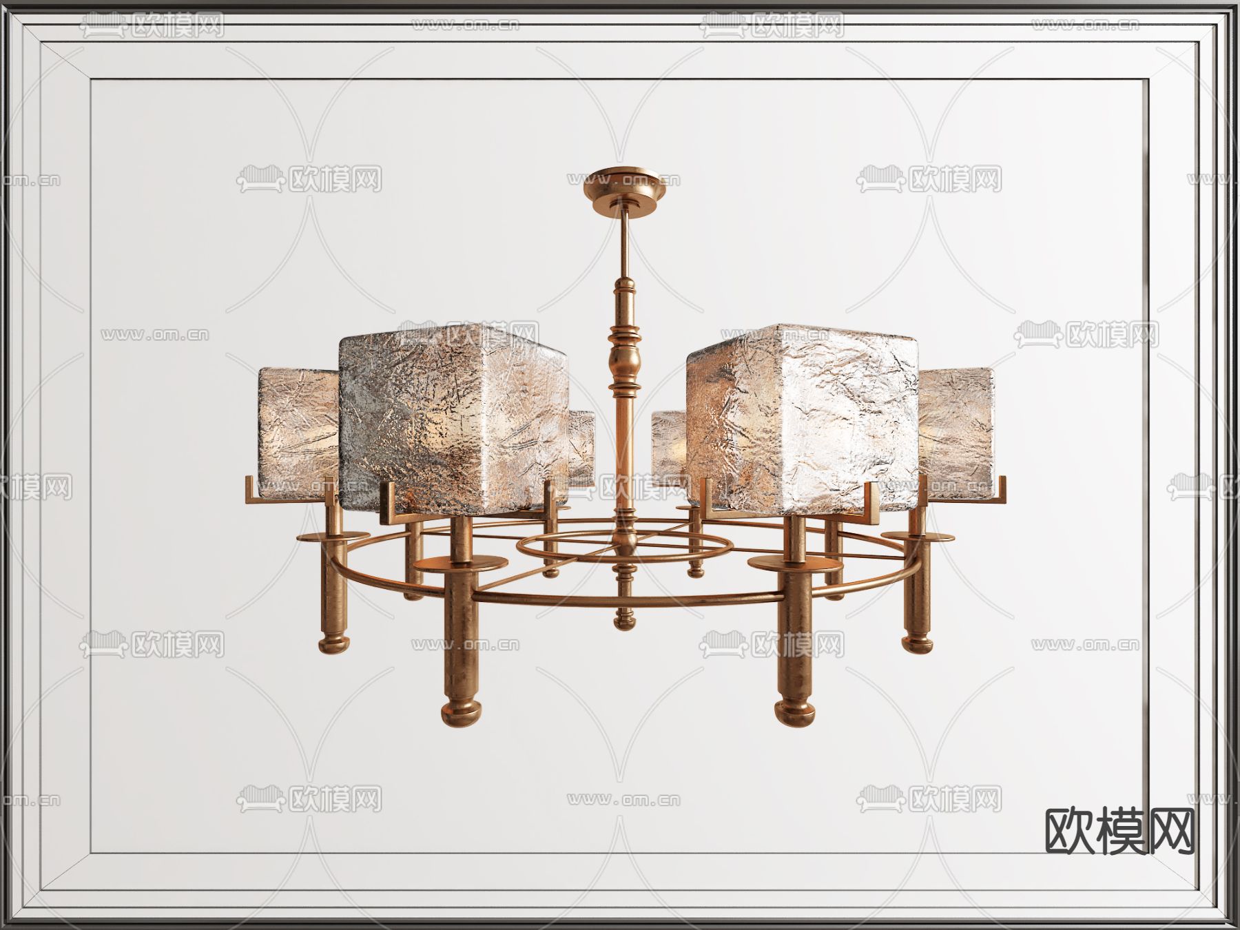 新中式多头吊灯su模型下载（渲染图1）