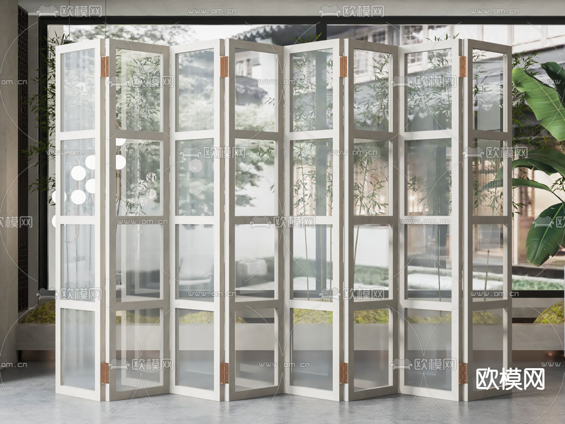 简欧折叠屏风 隔断3d模型下载