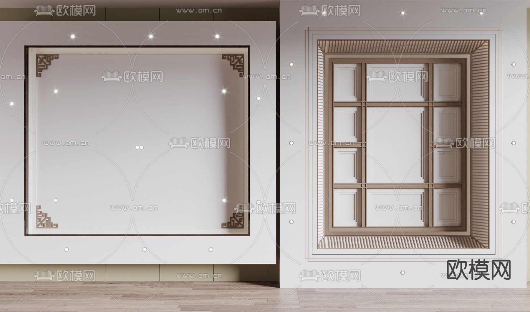 新中式天花吊顶3d模型下载