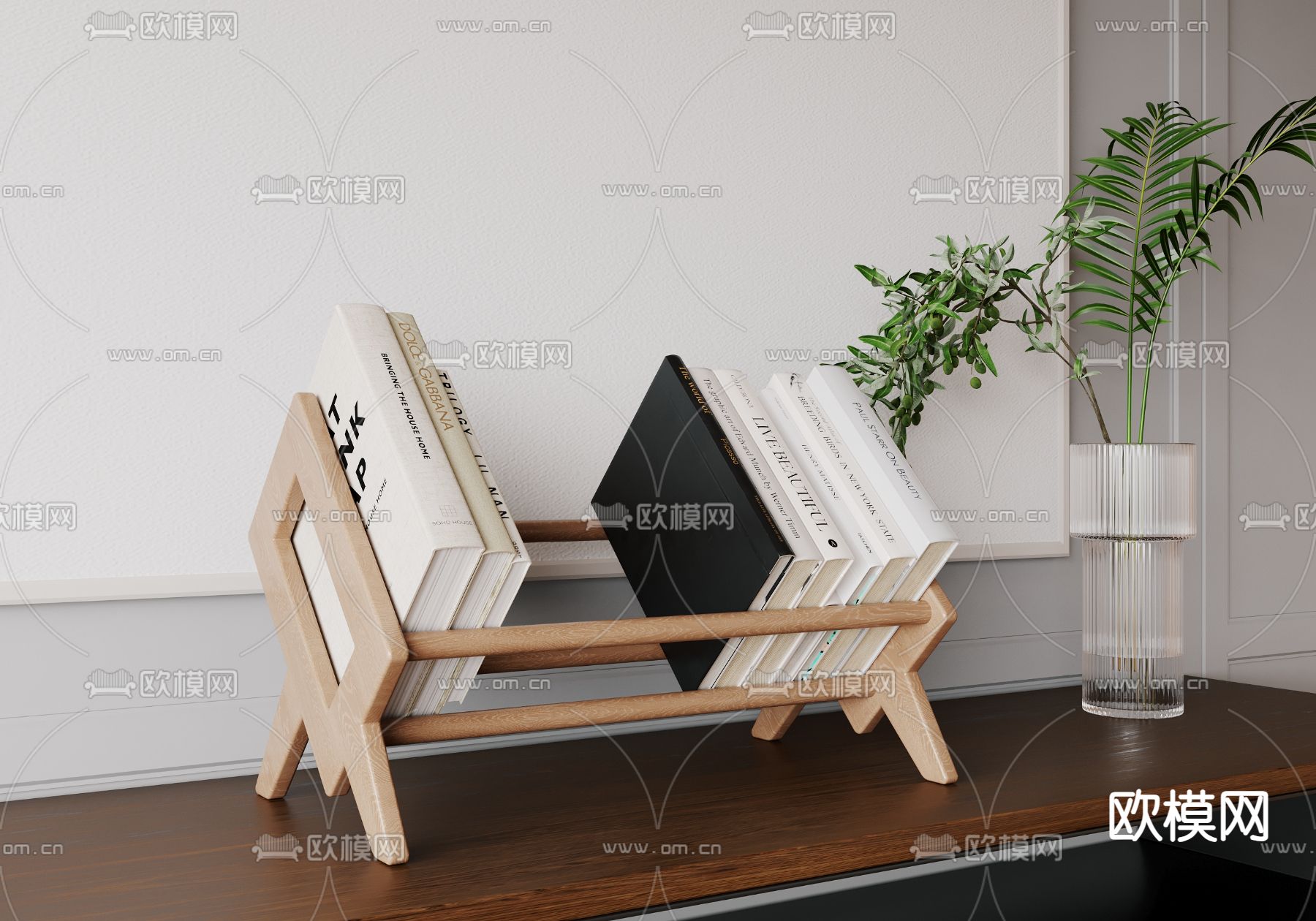 侘寂桌面书架su模型下载（渲染图1）