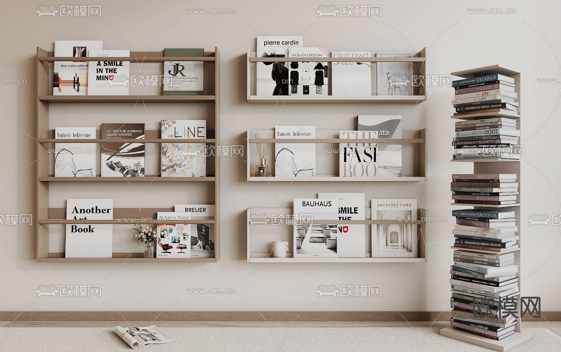 书籍 杂志 报刊 英文书 壁架3d模型下载
