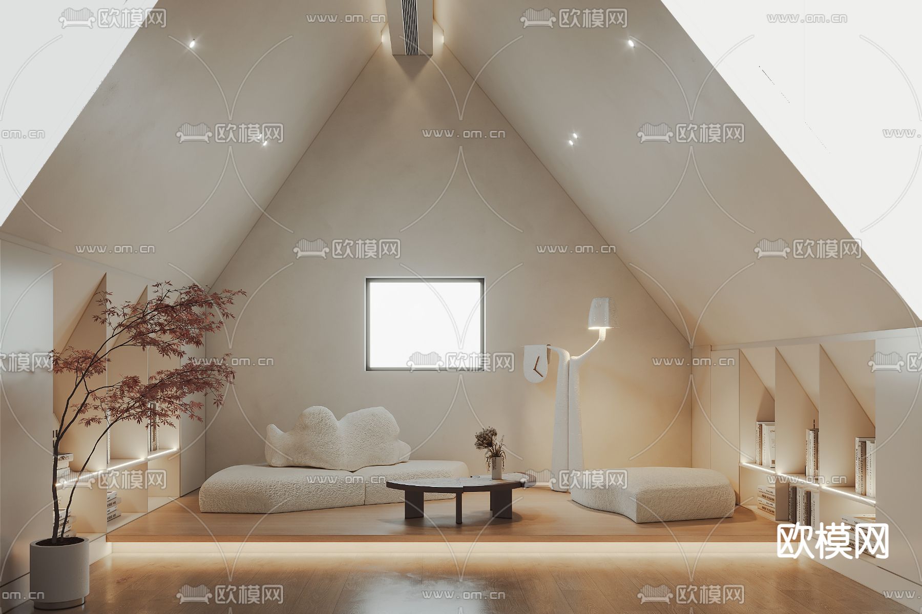 奶油风阁楼3d模型下载