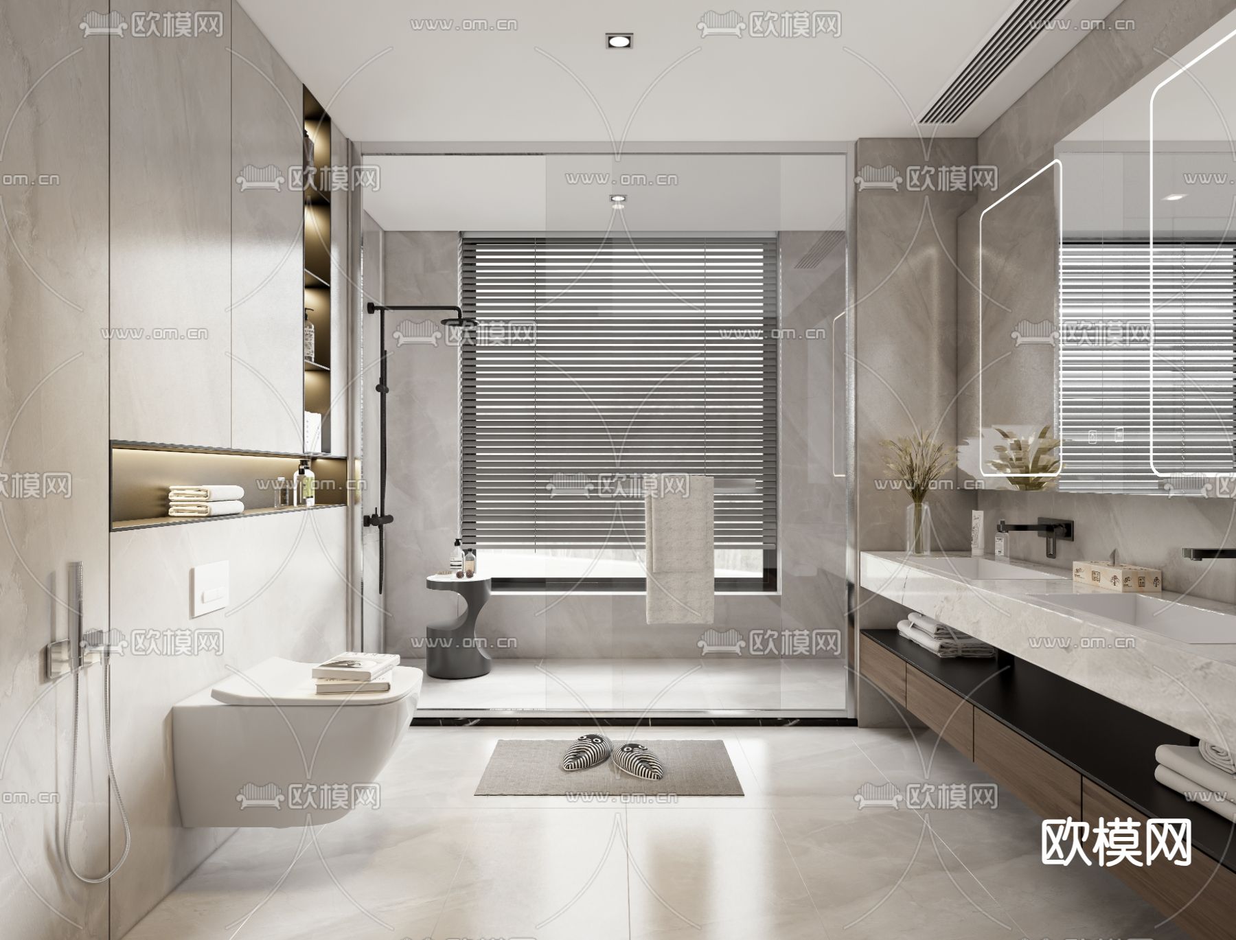 现代卫生间su模型下载（渲染图1）