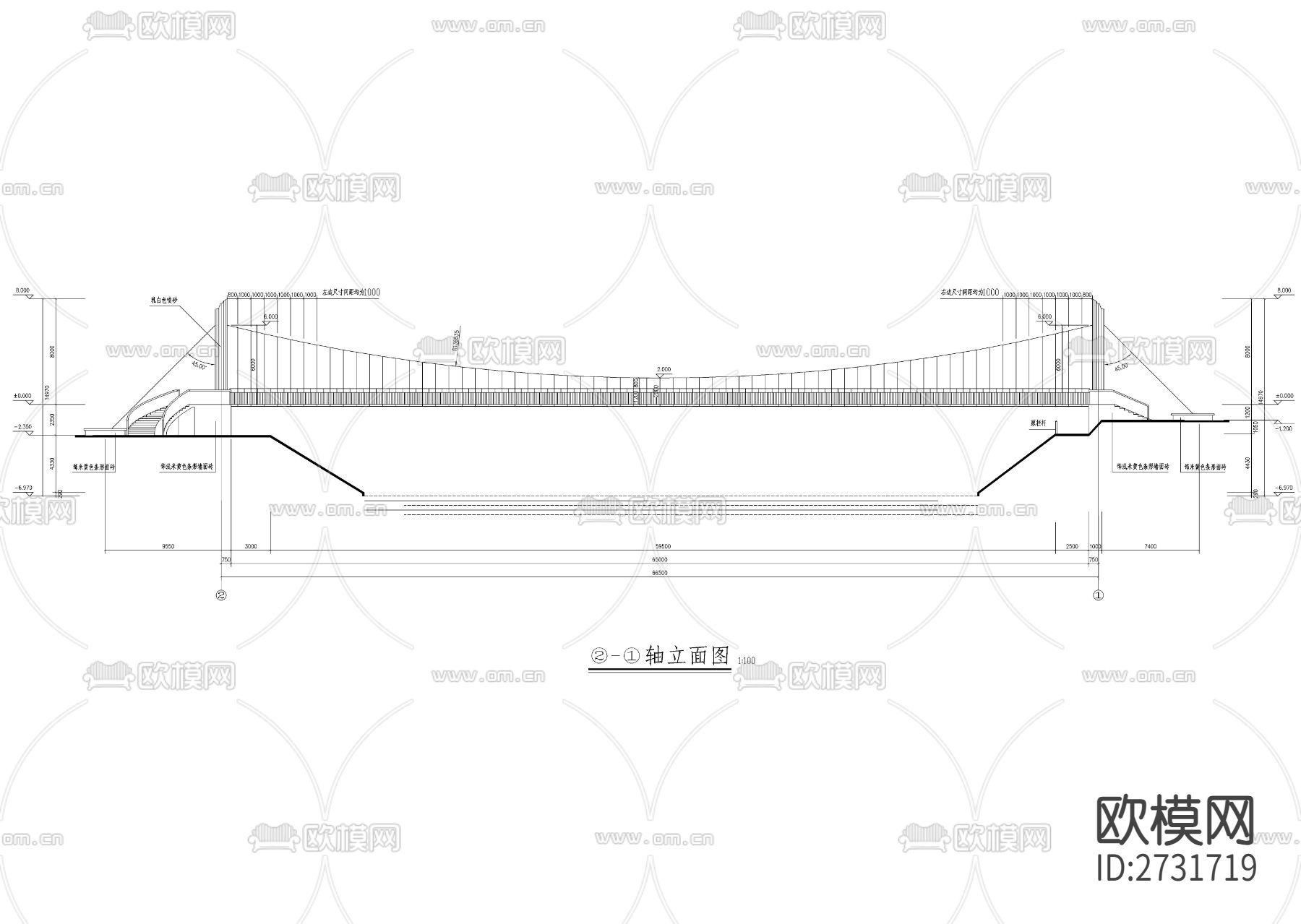 铁桥景观桥节点大样下载（渲染图4）