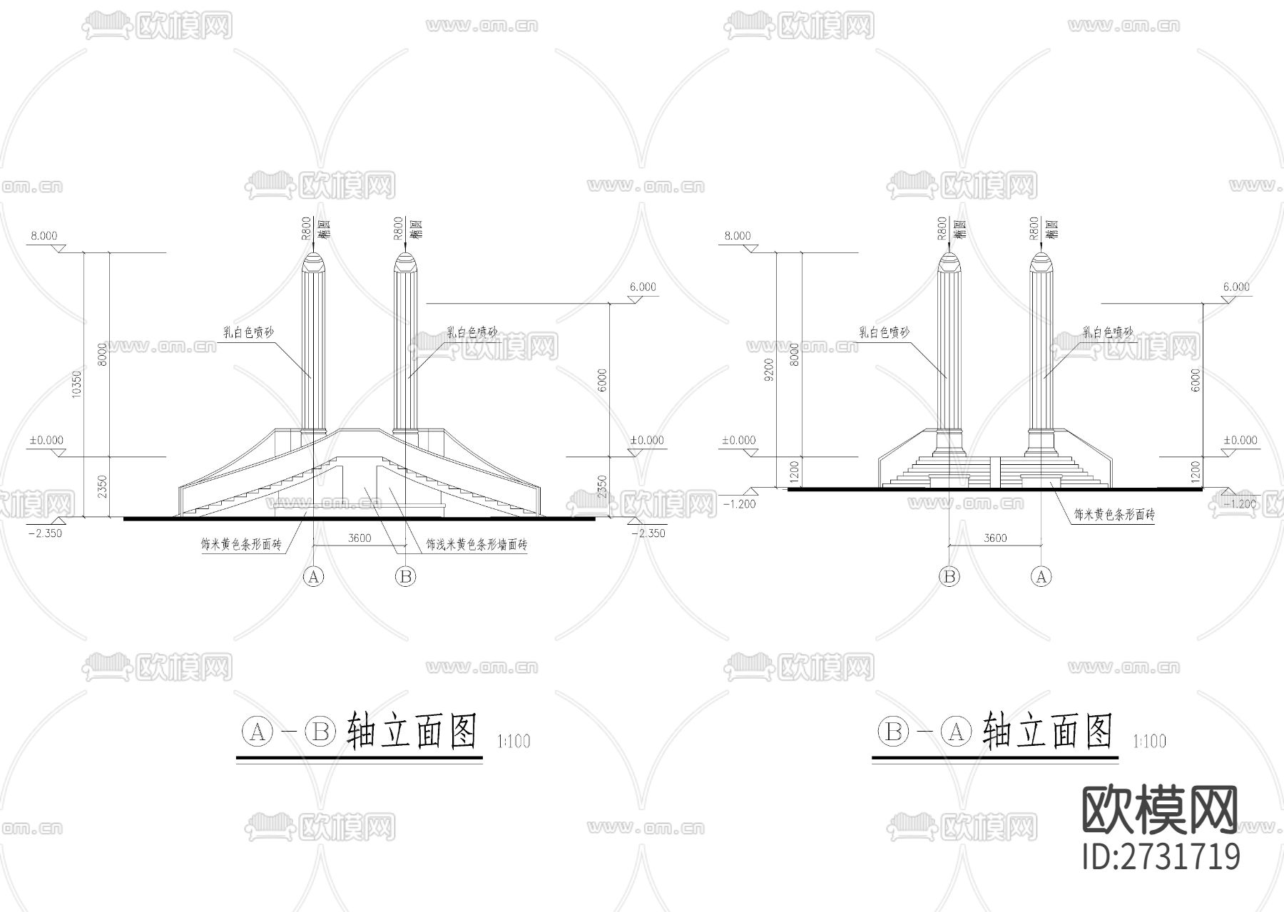 铁桥景观桥节点大样下载（渲染图8）