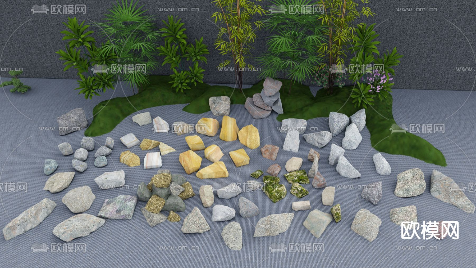 景观石 条石 假山 石块su模型下载（渲染图1）