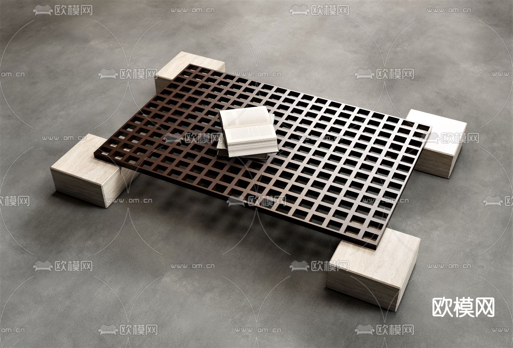 木格茶几su模型下载（渲染图1）