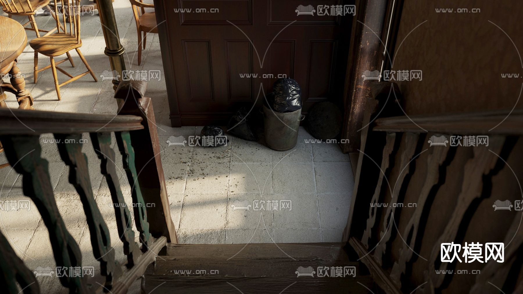 美式酒吧餐厅su模型下载（渲染图3）