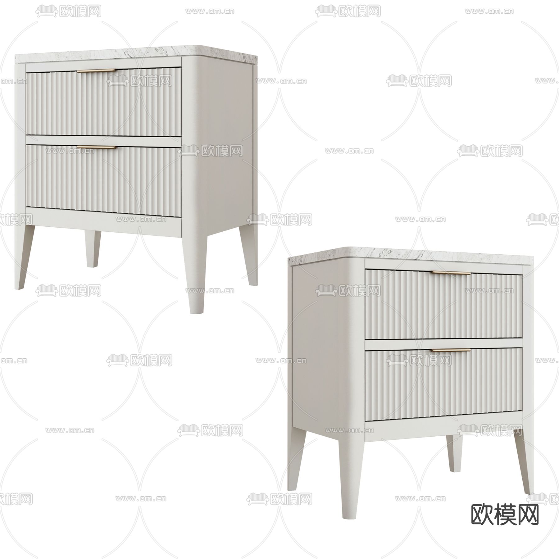 奶油风床头柜3d模型下载
