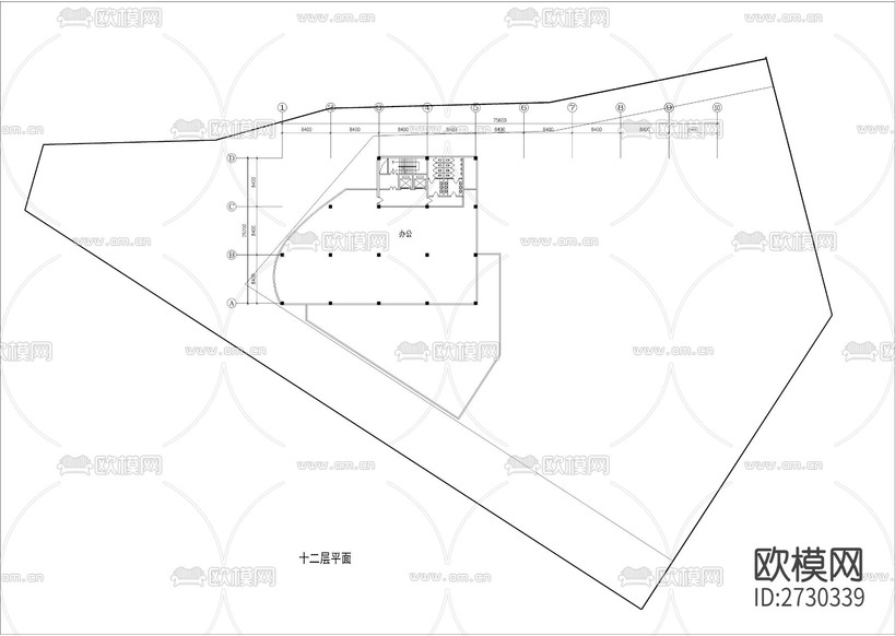 商業(yè)及辦公樓建筑cad平面圖下載(渲染圖8)
