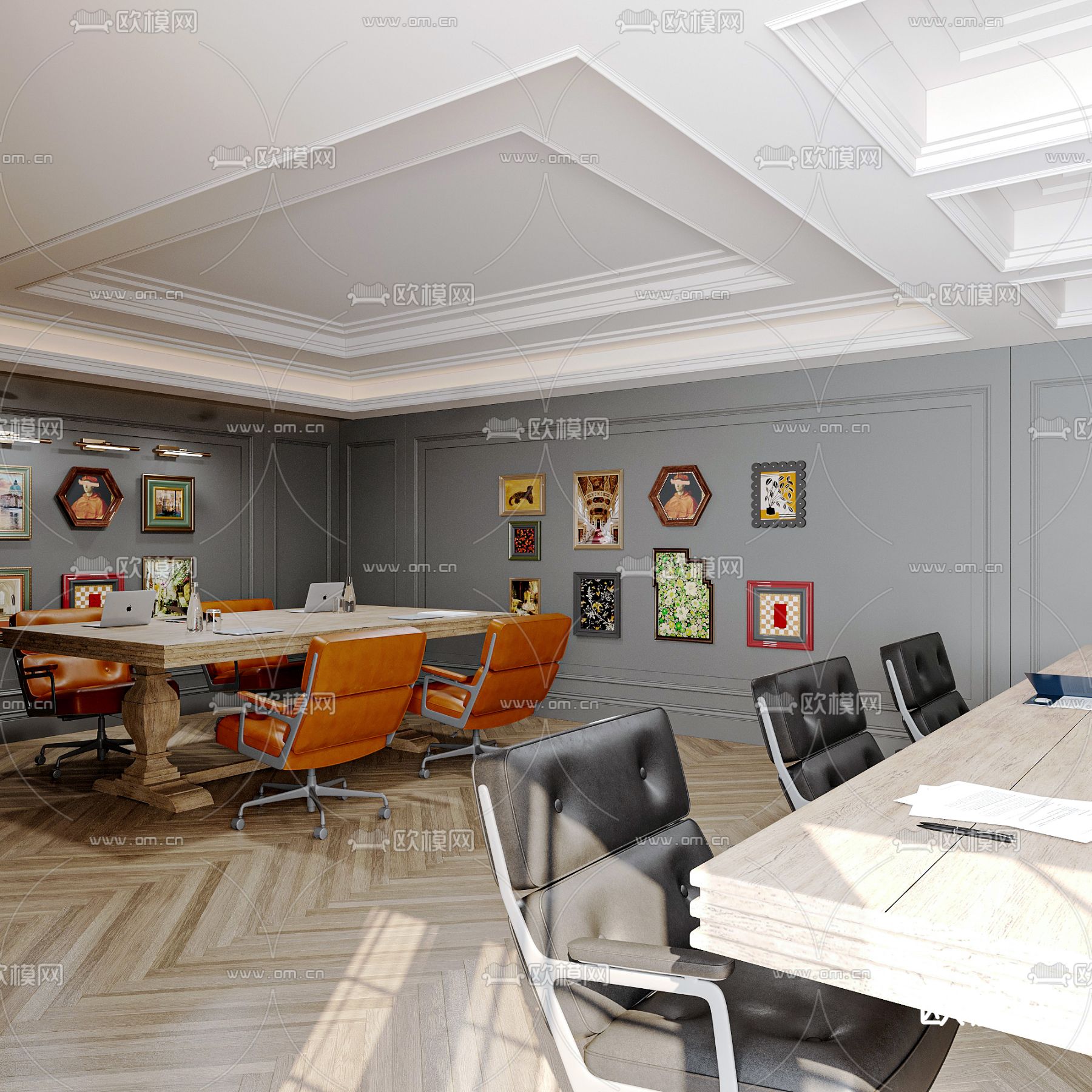 开放式办公区 办公室3d模型下载（渲染图3）