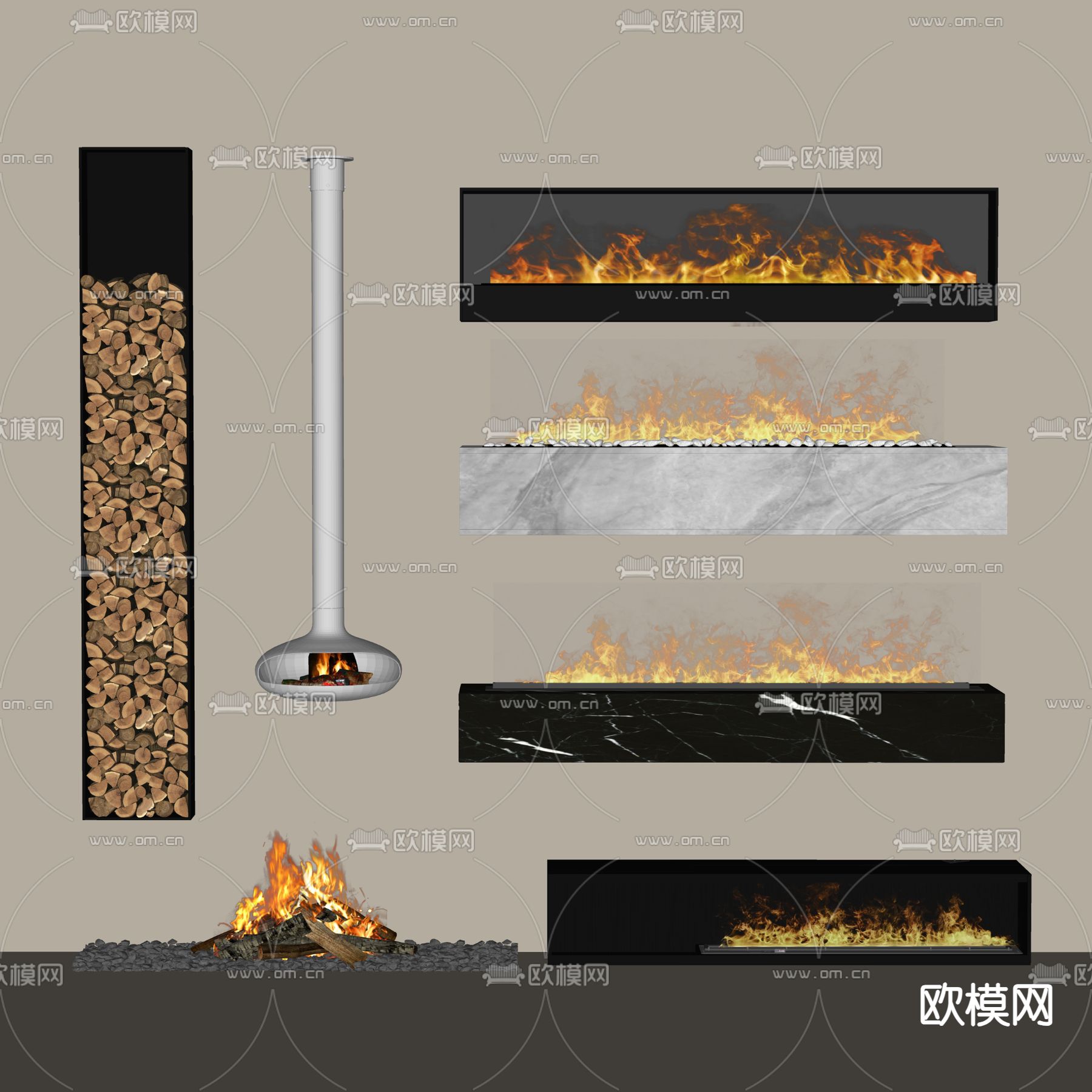 现代壁炉 电子壁炉su模型下载（渲染图2）
