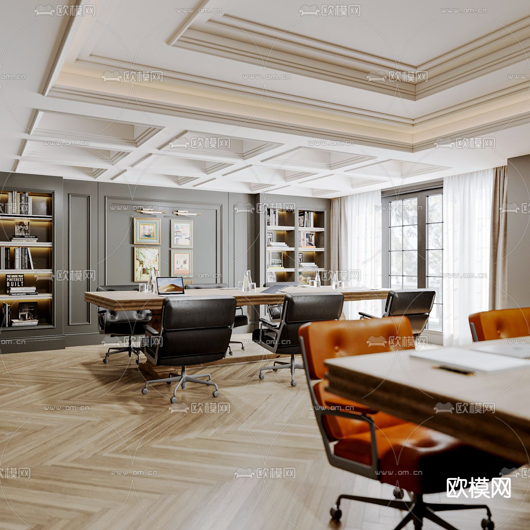开放式办公区 办公室3d模型下载（渲染图4）