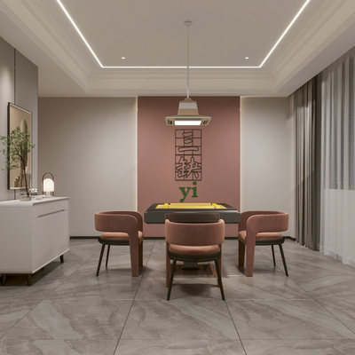  现代棋牌室su模型 