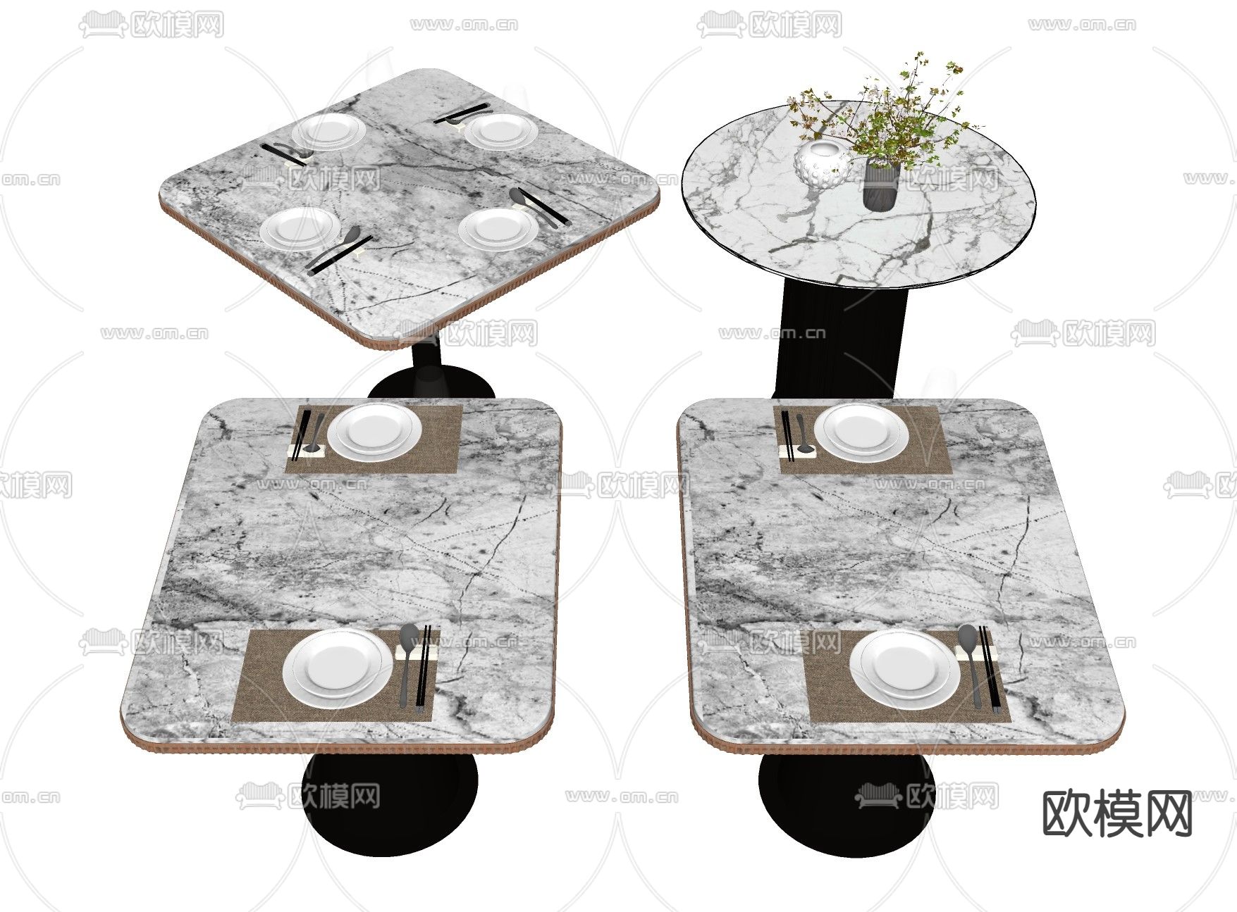 大理石餐桌su模型下载（渲染图2）