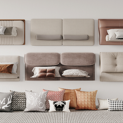  床靠背 枕头 抱枕su模型 