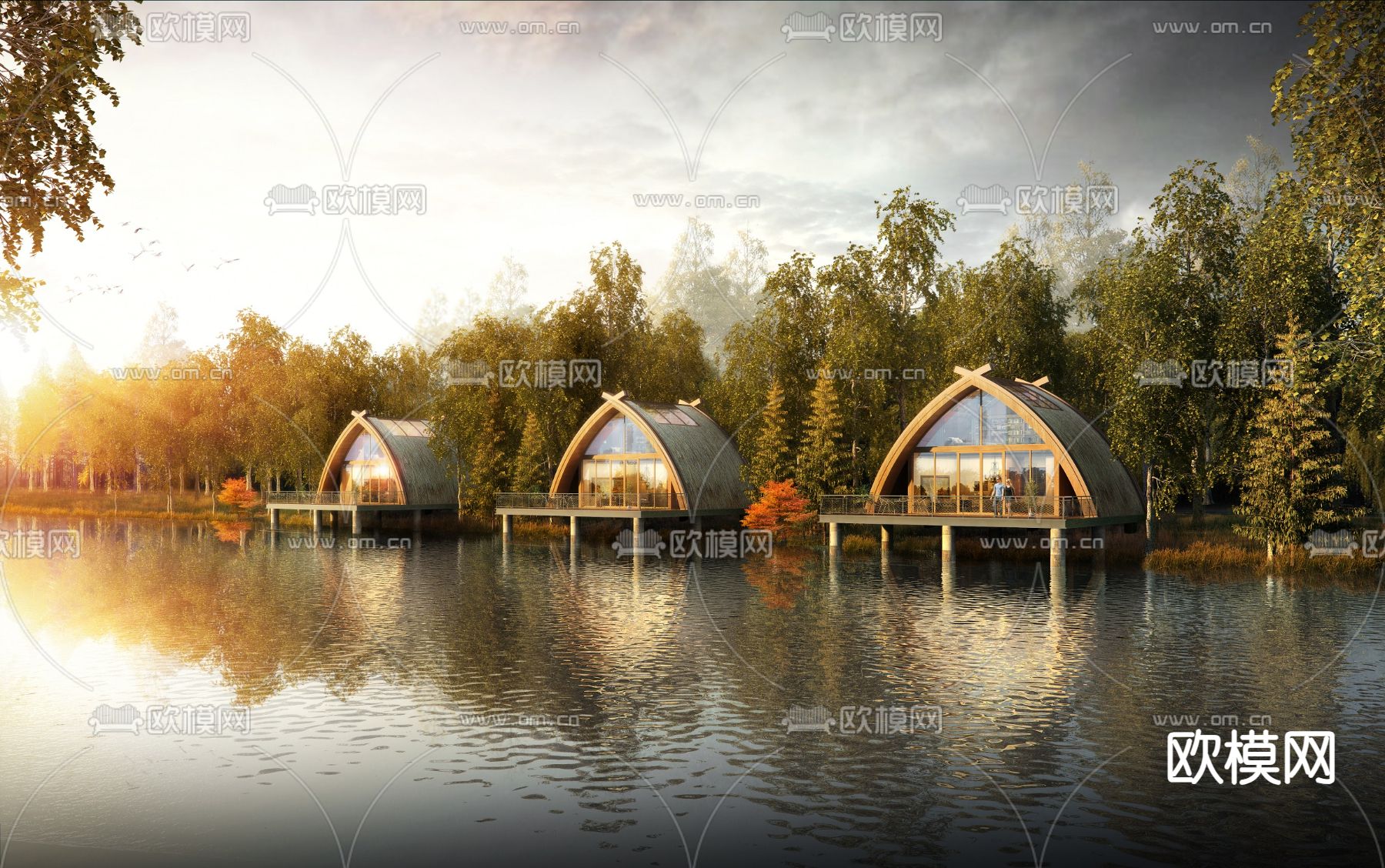 小船屋 小木屋民宿 渡假村3d模型下载