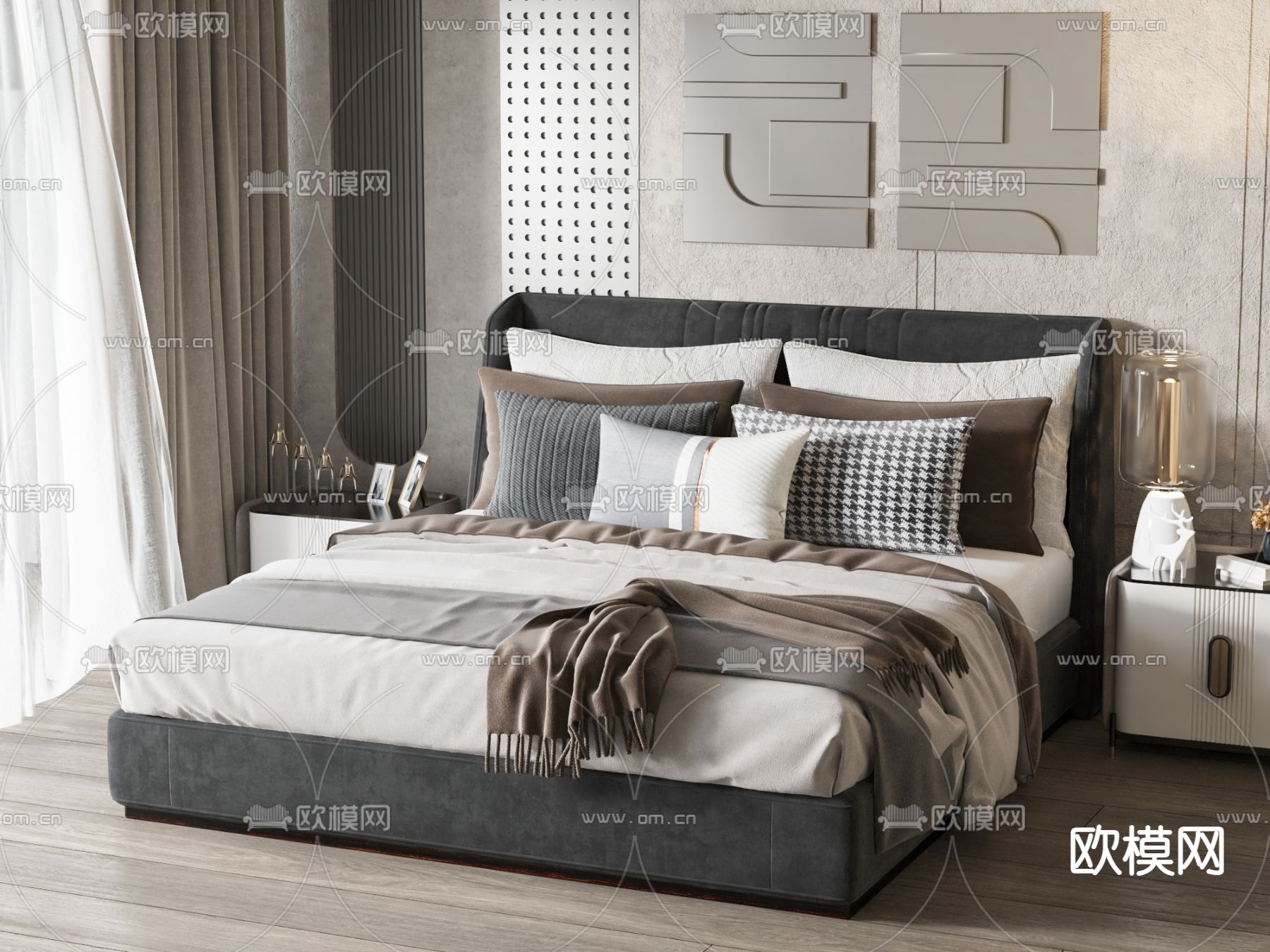双人床 卧室床3d模型下载