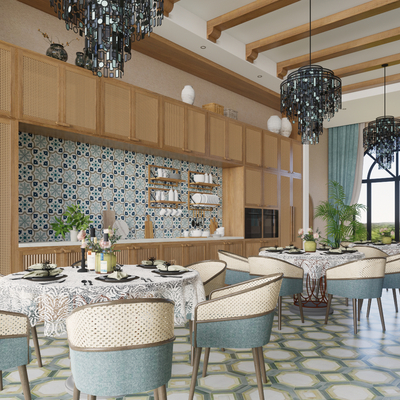  东南亚泰式餐厅su模型 