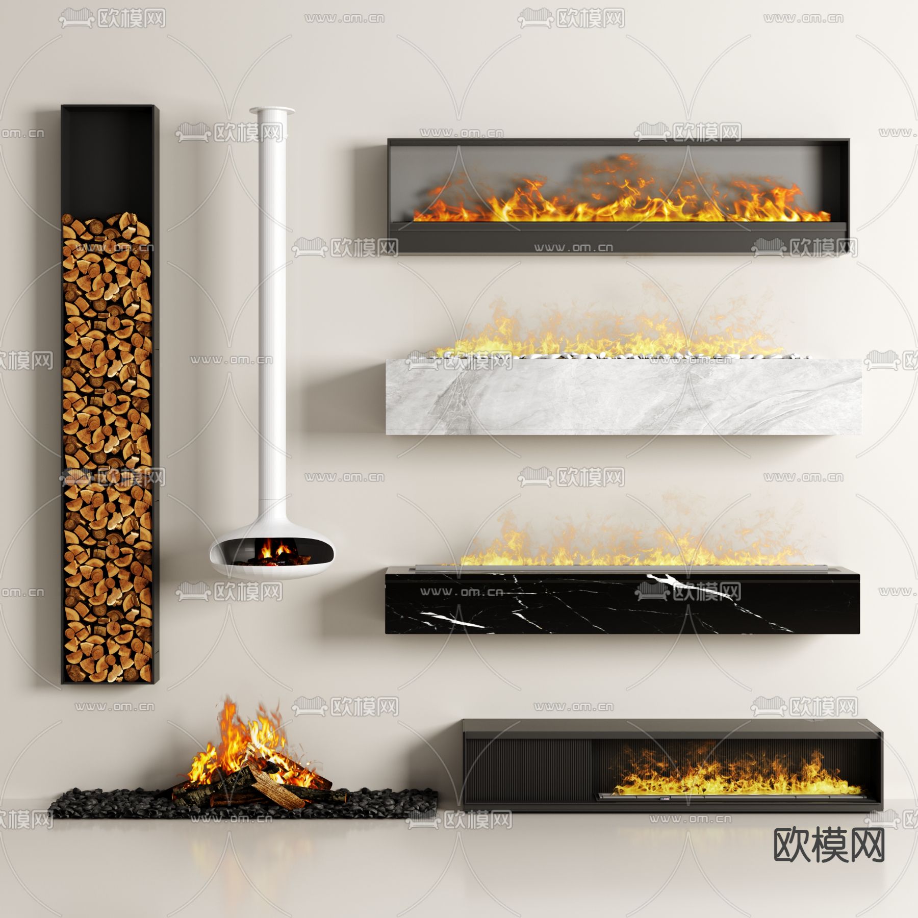 现代壁炉 电子壁炉su模型下载（渲染图1）