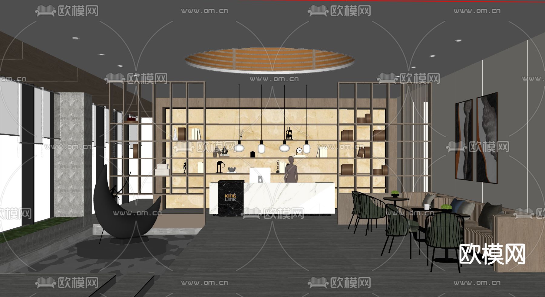 办公前台 接待区su模型下载（渲染图2）