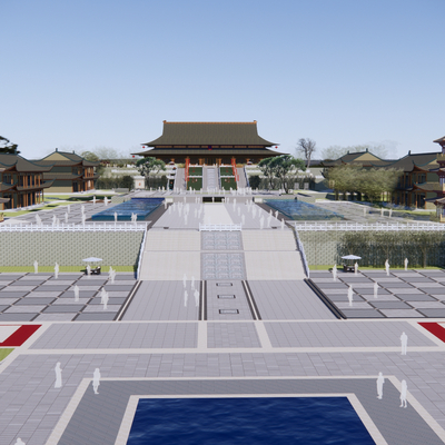  中式寺庙建筑su模型 