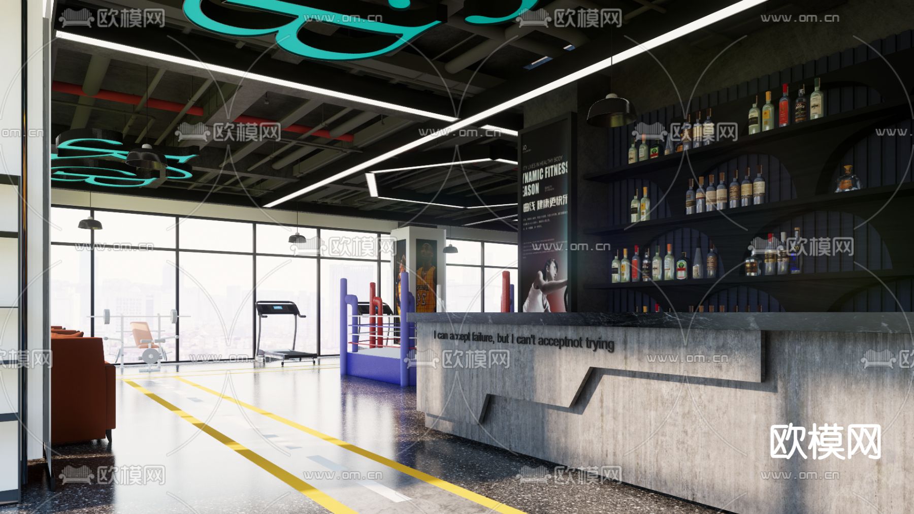 现代健身房su模型下载（渲染图2）