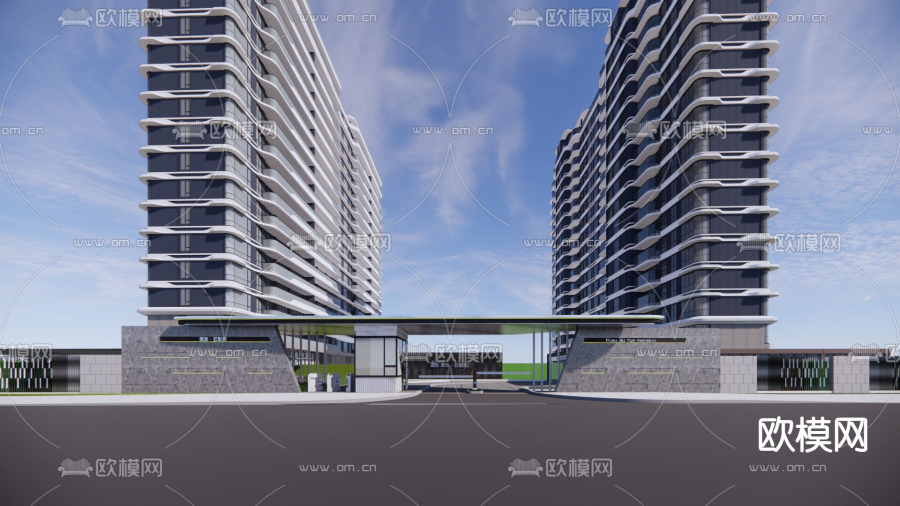 现代住宅入口大门su模型下载_ID14179170_sketchup模型下载-欧模网