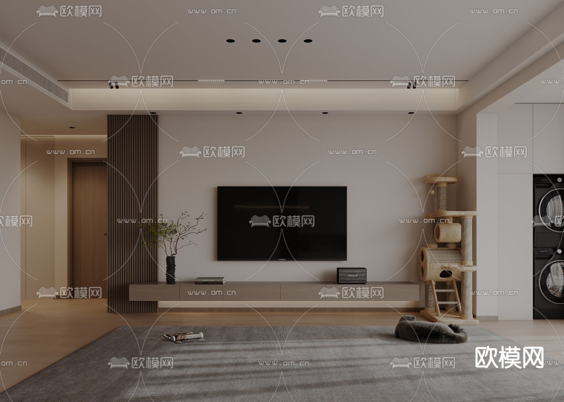 现代客餐厅3d模型下载（渲染图3）