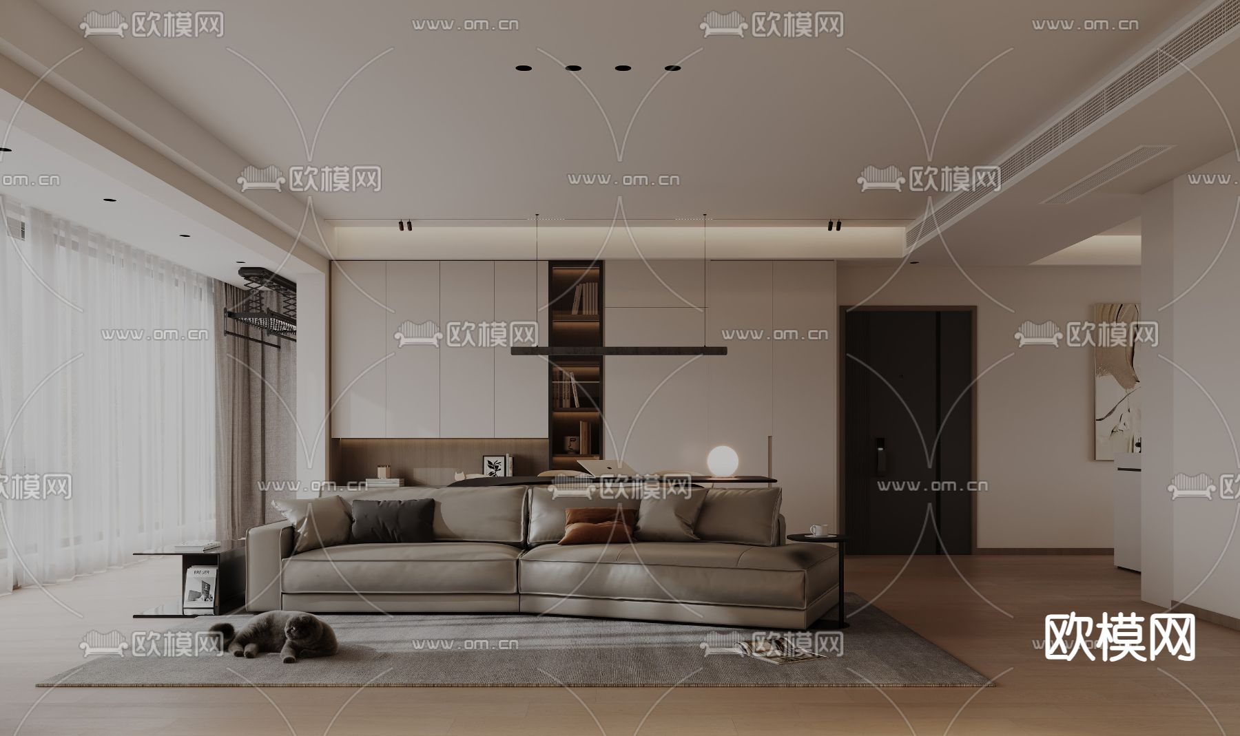 现代客餐厅3d模型下载（渲染图1）